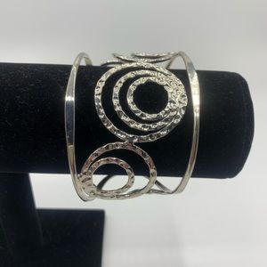 Statement Hammered Silver Metal Cuff Bracelet